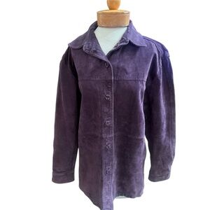 Savannah Suede Shirt Jacket Mauve Purple Leather Button Front Women’s M